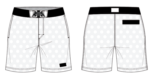 Polka Dot 7 ~ ltgrey/white/black board shorts (Summer 2024)