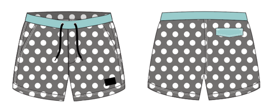 Polka Dot 8 ~ dkgrey/white/seafoam swim shorts (Summer 2024)
