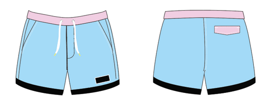 Solid 3 ~ sky/pink/black swim shorts (Summer 2024)