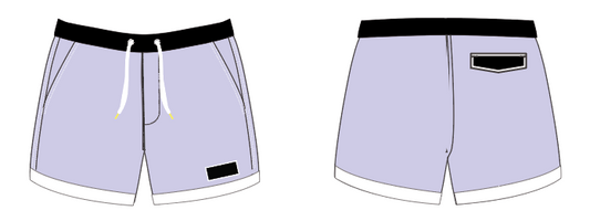 Solid 4 ~ lavender/black/white swim shorts (Summer 2024)