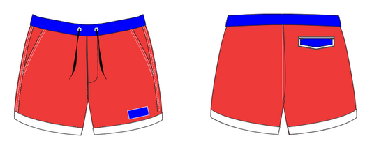Solid 6 ~ red/royal/white swim shorts (Summer 2024)