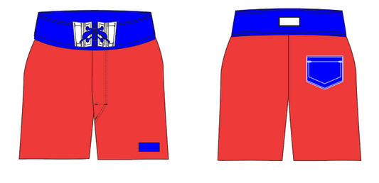 Solid 6 ~ red/royal/white board shorts (Summer 2024)