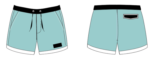 Solid 7 ~ seafoam/black/white swim shorts (Summer 2024) **
