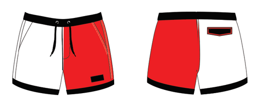State 2 ~ white/red/black GEORGIA-1 swim shorts (Summer 2024)