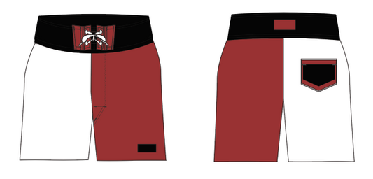 State 3 ~ white/burgundy/black ALABAMA-1 board shorts (Summer 2024)