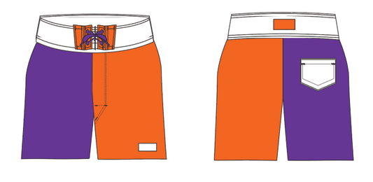 State 4 ~ purple/orange/white SOUTH CAROLINA-1 board shorts (Summer 2024)