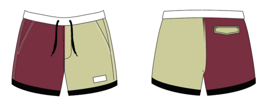 State 5 ~ burgundy/gold/black FLORIDA-1 swim shorts (Summer 2024)