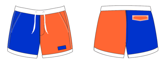 State 6 ~ royal/orange/white FLORIDA-2 swim shorts (Summer 2024)