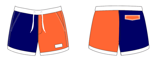 State 8 ~ navy/orange/white ALABAMA-2 swim shorts (Summer 2024)