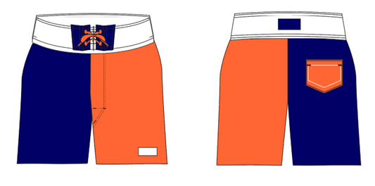 State 8 ~ navy/orange/white ALABAMA-2 board shorts (Summer 2024)