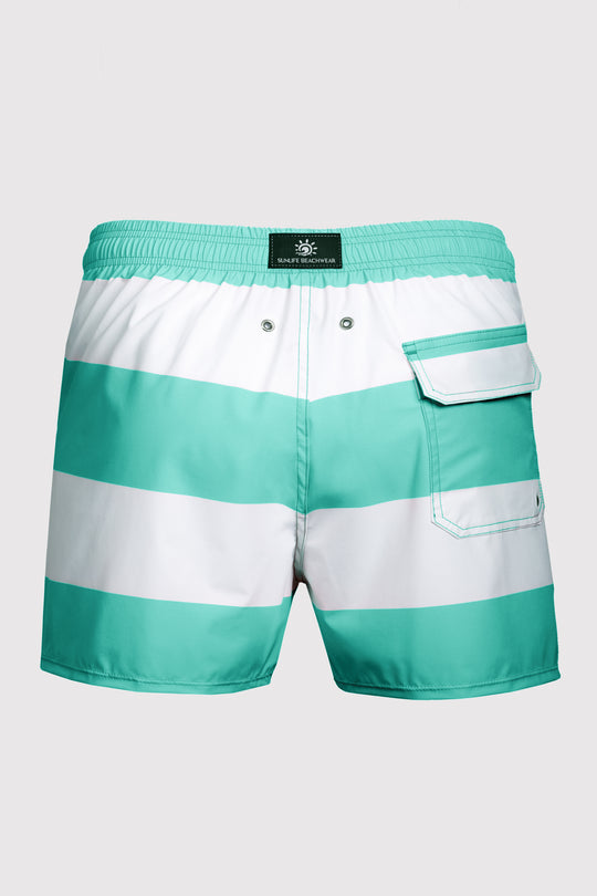Baha Aqua & White Swim Shorts