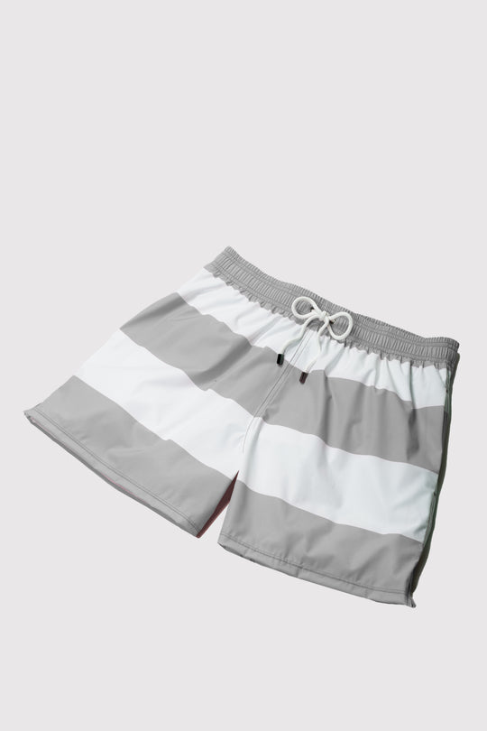 Baha Grey & White Swim Shorts