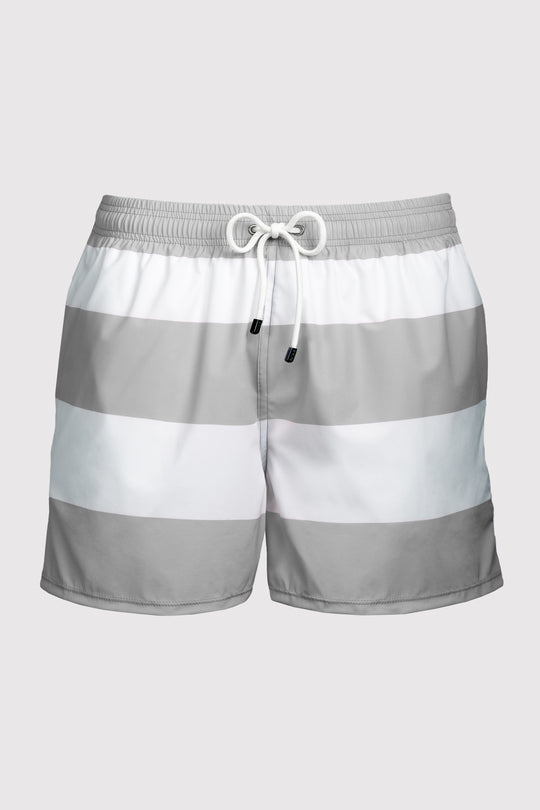 Baha Grey & White Swim Shorts