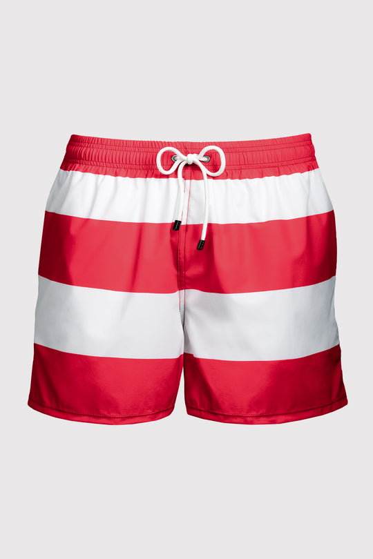 Baha Red & White Swim Shorts