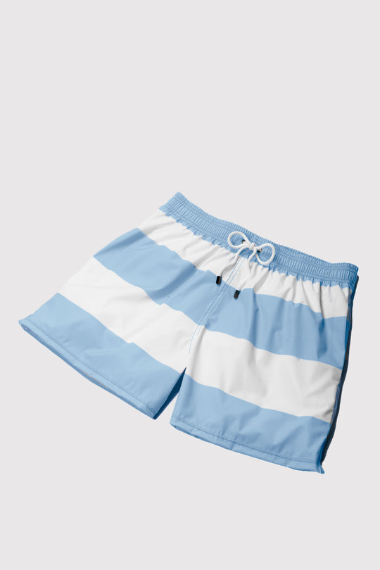 Baha Light Blue & White Swim Shorts