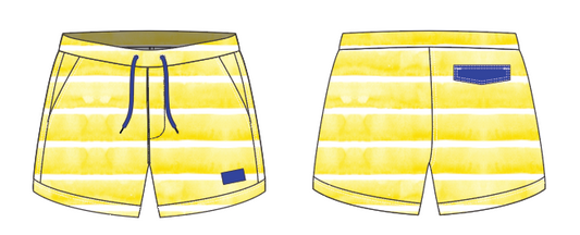 Textured Stripe 1 ~ yellow big stripe swim shorts (Summer 2024)