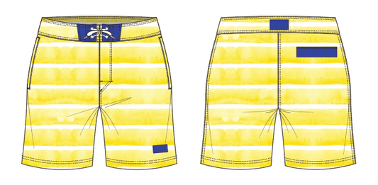 Textured Stripe 1 ~ yellow big stripe board shorts (Summer 2024)
