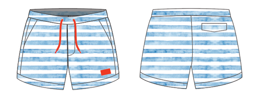 Textured Stripe 10 ~ blue medium stripe swim shorts (Summer 2024)