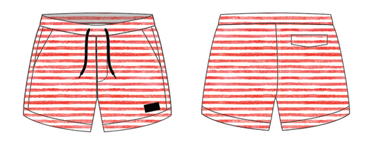 Textured Stripe 11 ~ red small stripe swim shorts (Summer 2024)