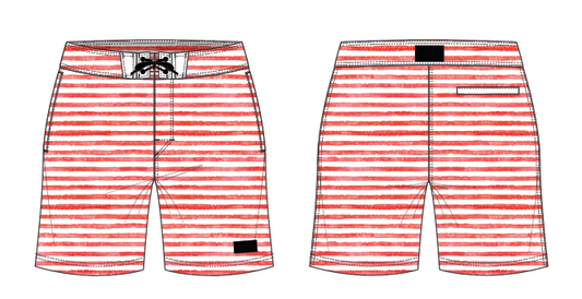 Textured Stripe 11 ~ red small stripe board shorts (Summer 2024)