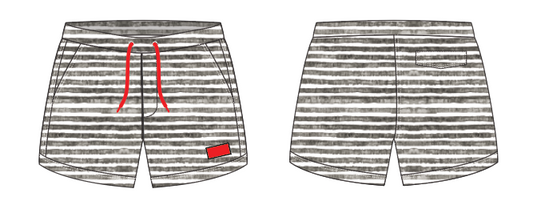 Textured Stripe 12 ~ black small stripe swim shorts (Summer 2024)