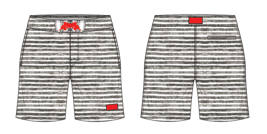 Textured Stripe 12 ~ black small stripe board shorts (Summer 2024)