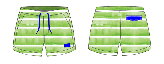 Textured Stripe 2 ~ green big stripe swim shorts (Summer 2024)