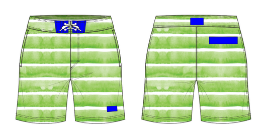 Textured Stripe 2 ~ green big stripe board shorts (Summer 2024)