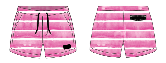 Textured Stripe 3 ~ pink big stripe swim shorts (Summer 2024)