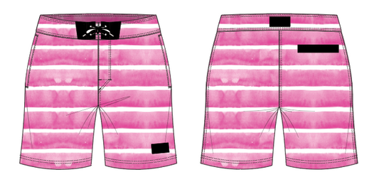 Textured Stripe 3 ~ pink big stripe board shorts (Summer 2024)