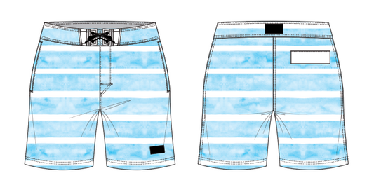 Textured Stripe 4 ~ sky big stripe board shorts (Summer 2024)
