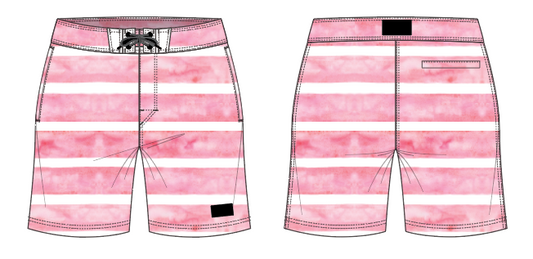 Textured Stripe 5 ~ red big stripe board shorts (Summer 2024)