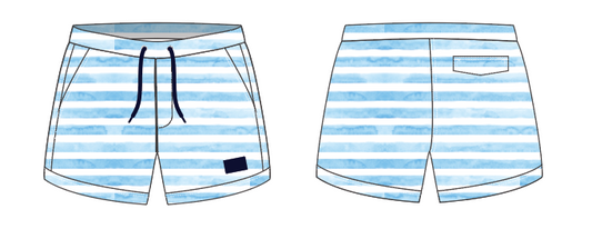 Textured Stripe 6 ~ sky medium stripe swim shorts (Summer 2024)