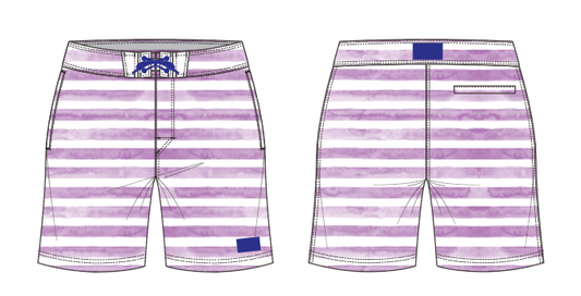 Textured Stripe 8 ~ lavender medium stripe board shorts (Summer 2024)