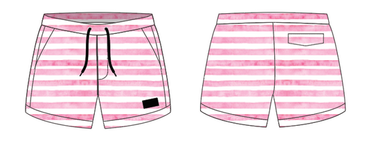 Textured Stripe 9 ~ red medium stripe swim shorts (Summer 2024)