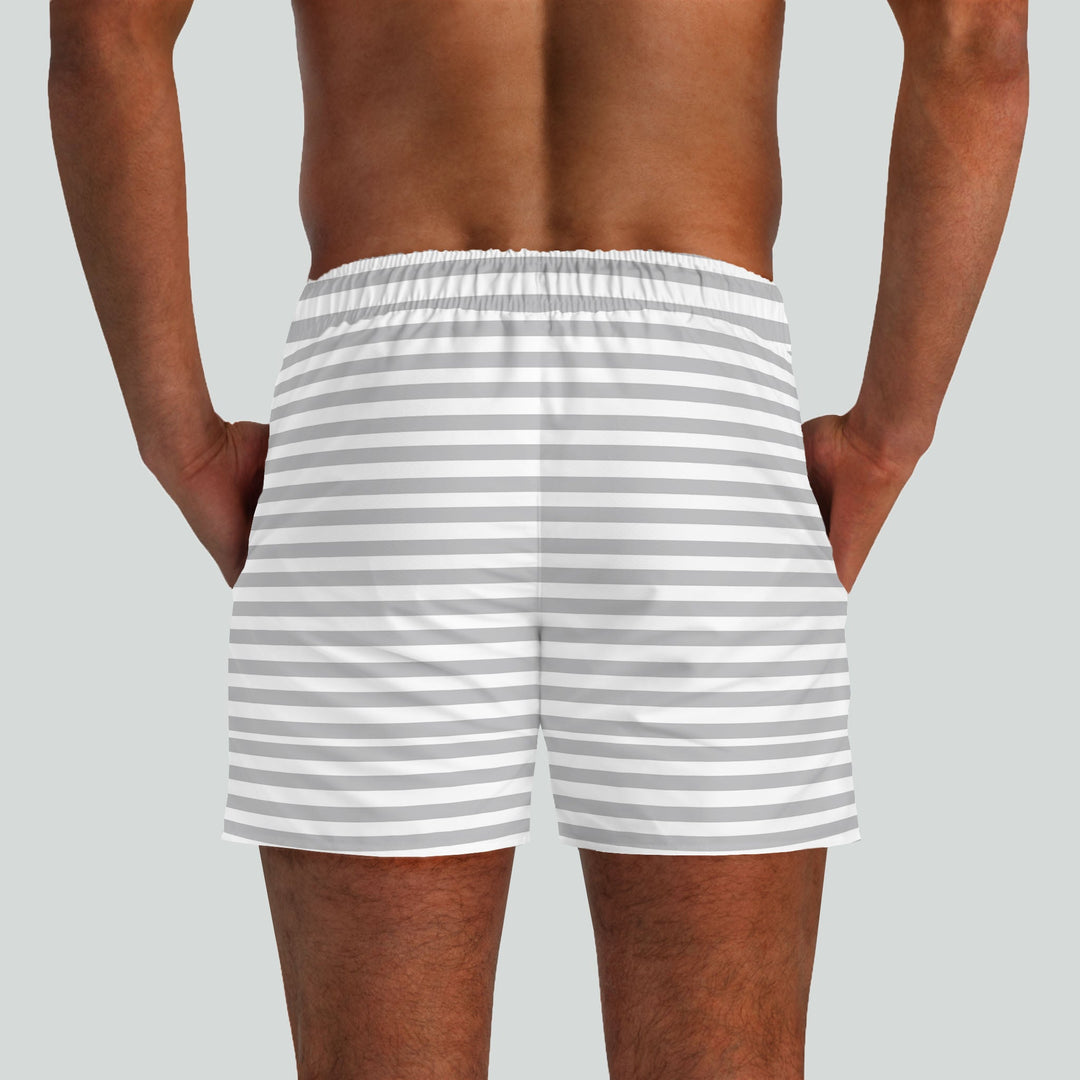 Malibu Gray & White Swim Shorts