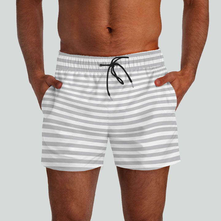 Malibu Gray & White Swim Shorts