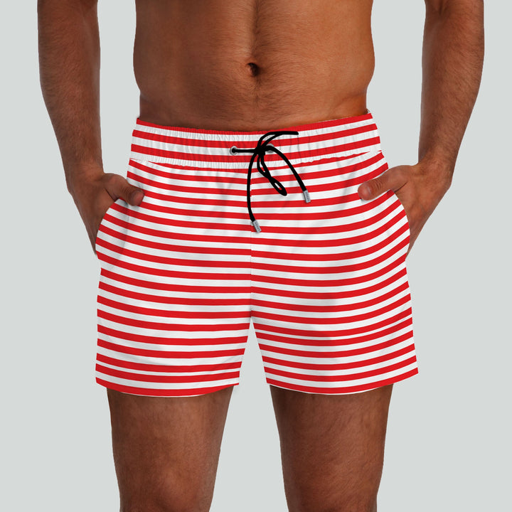 Malibu Red & White Swim Shorts