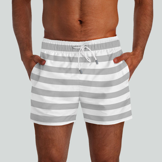 Monterey Gray & White Swim Shorts