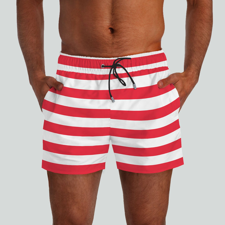 Monterey Red & White Swim Shorts